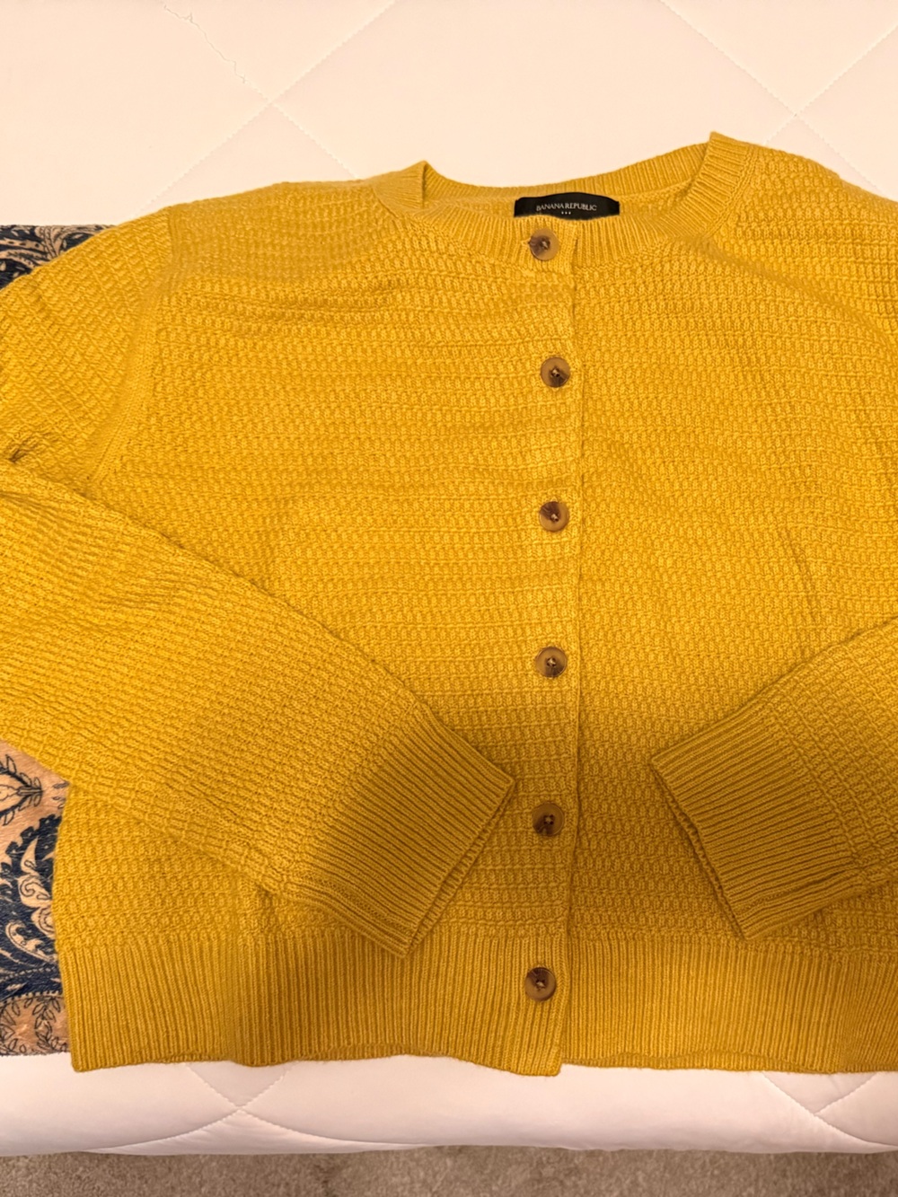 Banana Republic Men's Golden Yellow Knit Button Cardigan